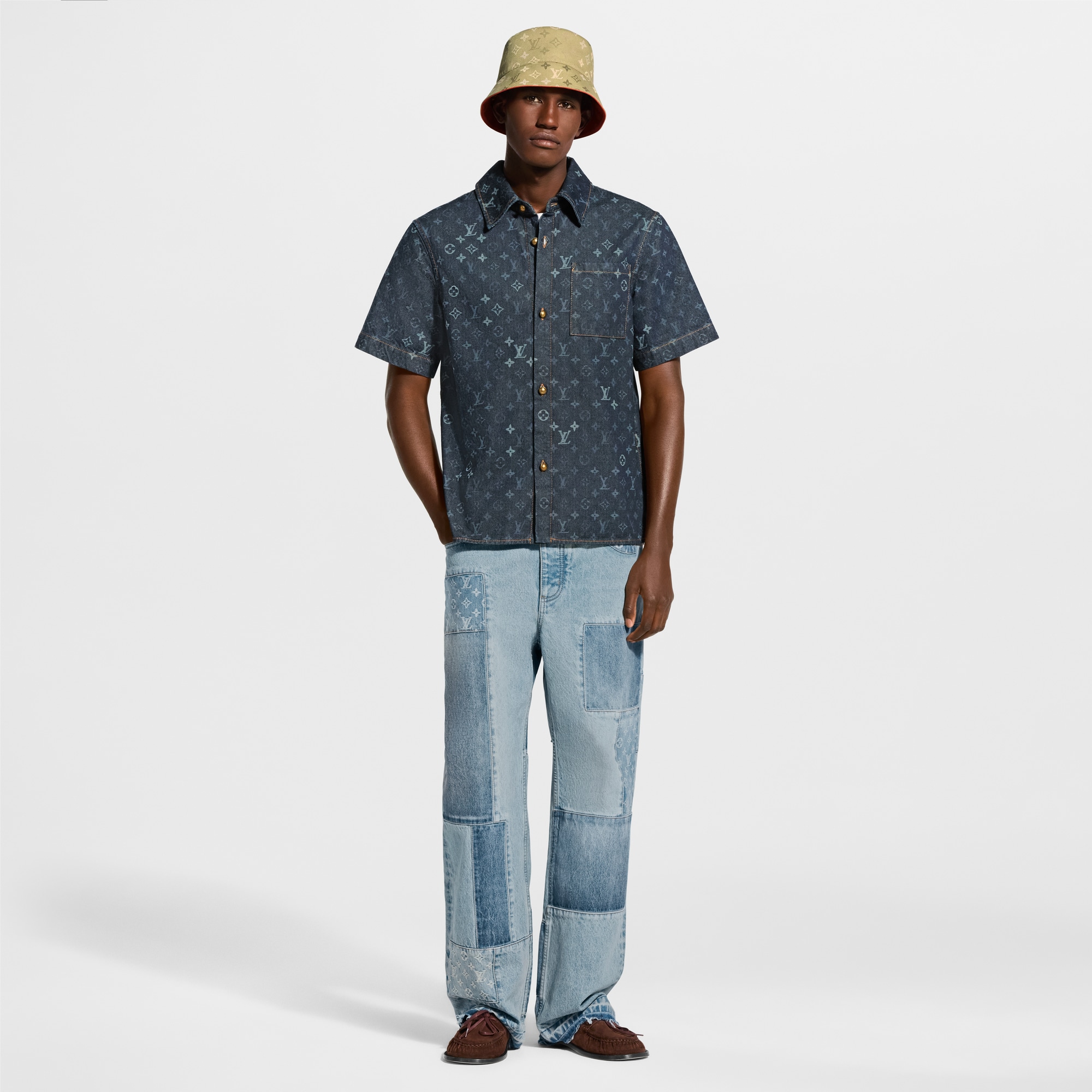 Monogram Denim Short-Sleeved Shirt - Men - Ready-to-Wear | LOUIS